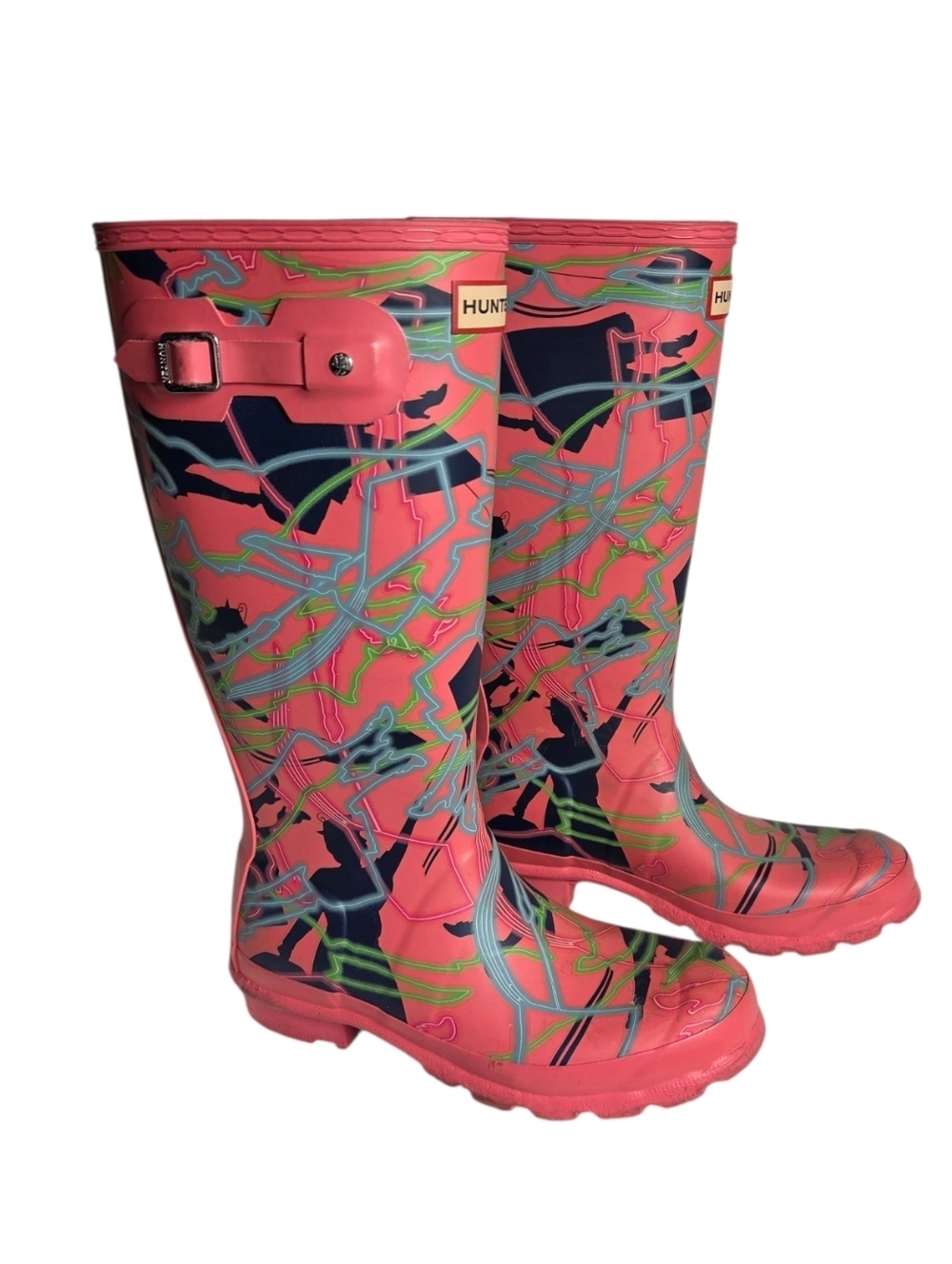 *Rare* Hunter X Disney Collab Rubber Rain Boots Pink Mary Poppins EU 36 / US 5‎